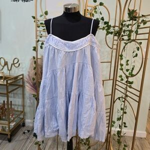 Free People Blue and White Striped Mini Dress/oversized look